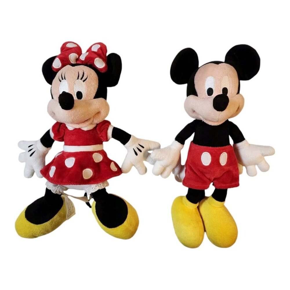 Minnie & Mickey Mouse Disney Parks Exclusive Dress Stuffed Plush Doll Toys 14”